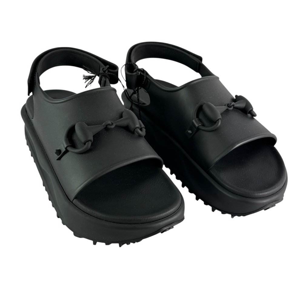 GUCCI 747752 Black Soft Rubber Horsebit Men's Sandals 10 - 10.5US - Picture 5 of 9